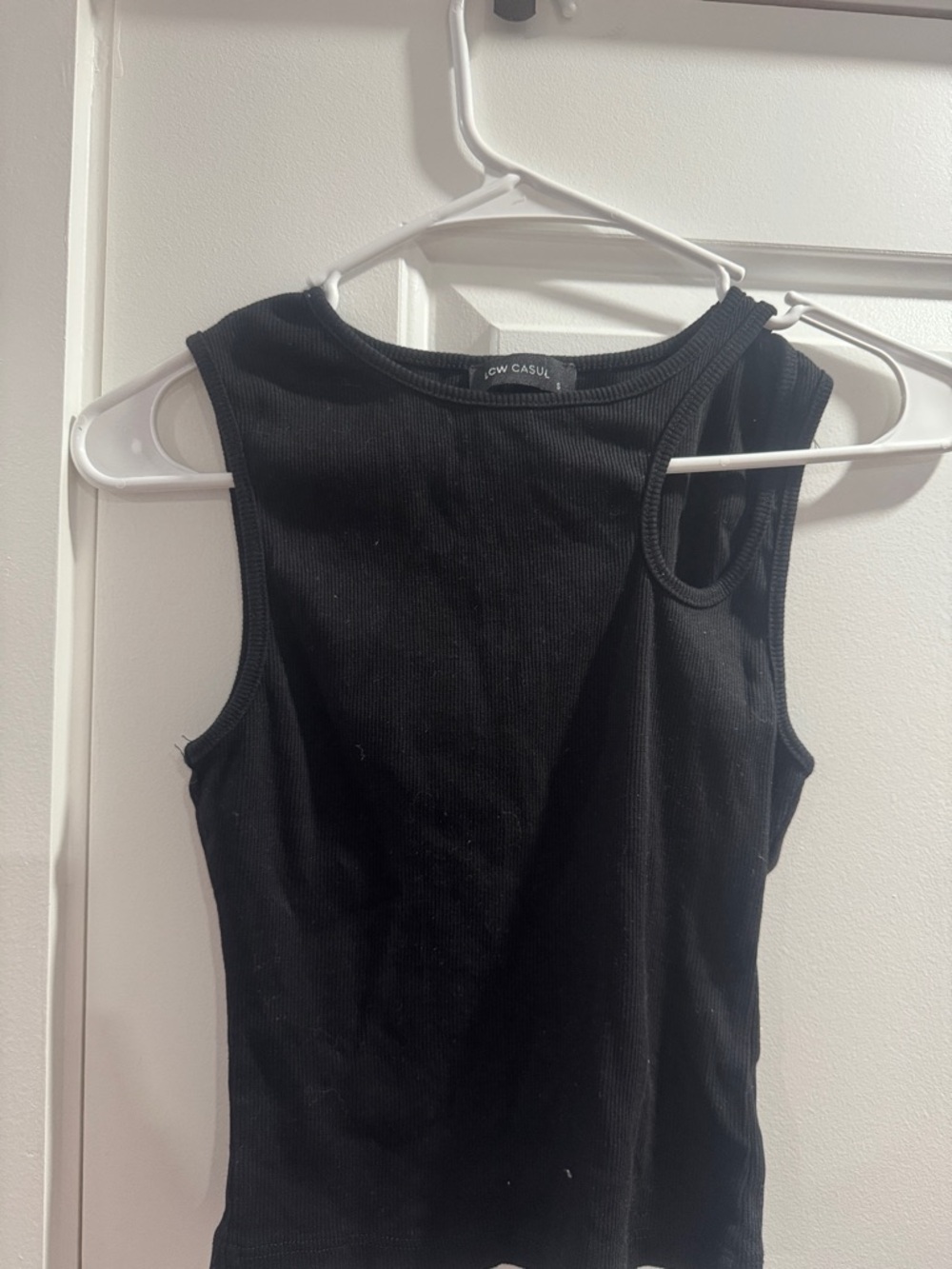 Black Ribbed Tank Top by